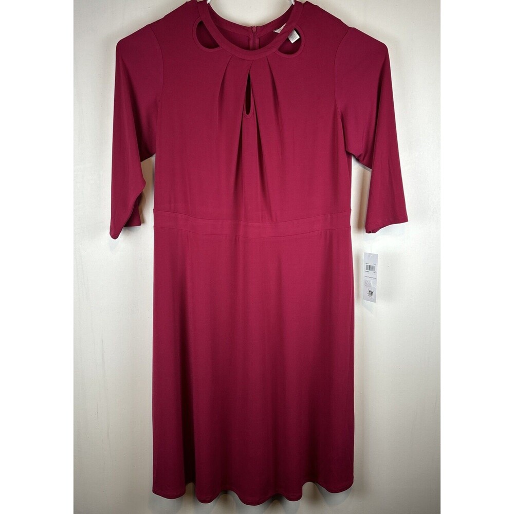 London Times Woman Fit & Flare Keyhole Dress Plus Size 16‎ NWT Feminine Romantic